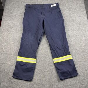 Carhartt FR Work Pants Mens 38x32 Blue Reflective Striped Chino Flame Resistant